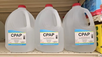Gallon-sized jugs of distilled water at Food City, marketed specifically for CPAP machines.  I find this to be a bit unnecessary.