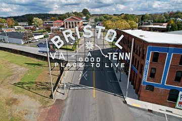 Aerial view of the Bristol sign.