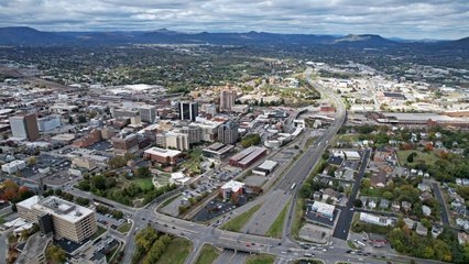 Downtown Roanoke, viewed from above.