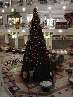 At Pentagon City Mall, the end of the Christmas season came on January 4, as workers removed the large Christmas tree from the mall's center court.