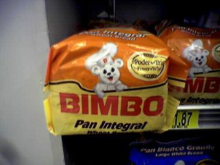 On January 17, I noticed this brand of bread and other baked goods on the shelves at Wal-Mart. I personally find "Bimbo" to be an odd name for a brand of anything. The brand is aimed at Hispanic consumers, so I presume that "bimbo" doesn't carry the same connotation in Spanish that it does in English.