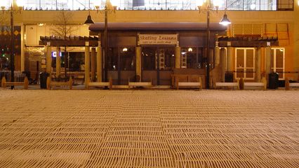 After Matthew and I parted company, I went over to Pentagon City. At Pentagon Row, the skating rink was partly disassembled, as it was going into storage for the warmer months. The ice rink is generally open from December to March.