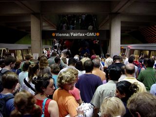 Returning to Vienna after dinner, I experienced this crowd leaving the station. I'd never seen Vienna this crowded before, ever. Usually, when I return to Vienna late at night, the place is deserted.