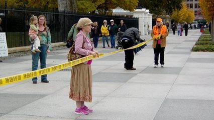 Sheehan was at the White House as part of an anti-war demonstration that sought to make the White House appear to be a crime scene (war crimes, that is).