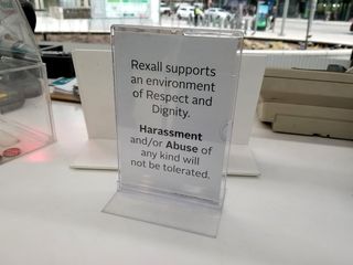 I loved this sign on the counter at the Rexall.  It's a friendly reminder to keep it civil and professional with the people who are charged with helping you with your shopping.