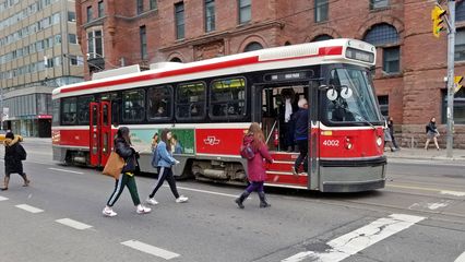 We spotted our first streetcars on the way to the Banting Instutute.  These two CLRVs are running the 506 on College Street.
