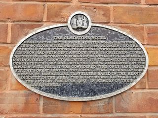 Historical marker at the Gladstone, similar to the one at the store.