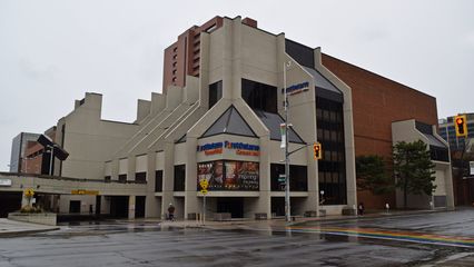 Arriving at the Hamilton Place Theatre, after figuring out the parking situation, I got some exterior photos in the rain.