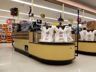 Unlike the Walmart up in Canada, this Weis store had bagging wheels.