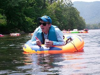 Tim gives the thumbs-up while enjoying a Pabst Blue Ribbon.