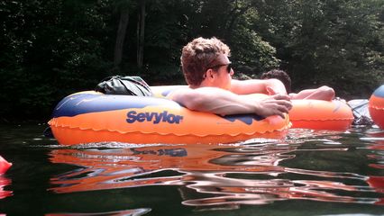 As the river got deeper, people positioned themselves to take advantage of it, as Tim demonstrates here.