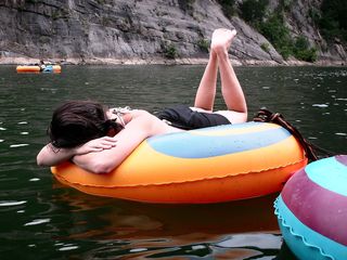 Meanwhile, Bethany takes a quiet moment on this calm stretch of river.