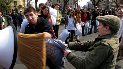 Dupont Circle pillow fight, April 2, 2011