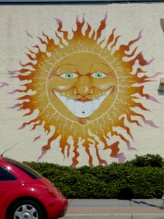 You know who this sun reminds me of? Tillie. As in from Palace Amusements in Asbury Park. The reason it reminds me of Tillie is because it's basically the same premise. A large face smiling very large on a wall. Though Tillie has some charm that this one just doesn't have.