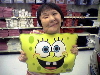 The amount of SpongeBob SquarePants stuff is really amazing.  What Becky's holding up is actually a placemat for children.