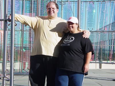 Ben and Katie at the Journalists' Memorial at Freedom Park