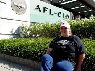 Katie and I took photos of each other in front of the AFL-CIO building.