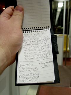 Near the end of my March 27 DC trip, while aboard CAF 5154, I took a moment to photograph the notes page in my transit log. As you can see, I had taken quite a bit of notes on this particular trip, mostly related to an offloading at Cheverly, and figuring out how much money I had lost by my losing multiple day passes on that particular day.