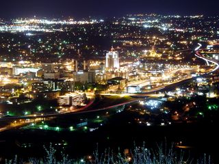 And of course, downtown Roanoke, with the Wachovia Tower in center position, is brightly lit as always.