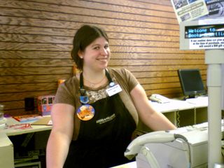 On my August 11-12 trip to Stuarts Draft, look who was behind the counter at the Books-A-Million at Staunton Mall! Yes, my sister worked for Books-A-Million just prior to moving to Chicago. 