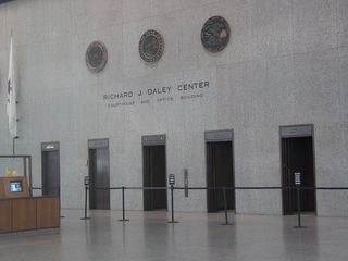 Elevators at the Richard J. Daley Center. As someone who has seen The Blues Brothers more times than I'd like to admit, this was so cool to see...