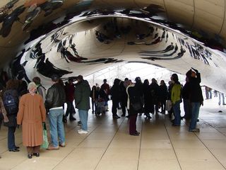 Leaving Macy's, we went to Millennium Park, where we got to see Cloud Gate, also known as "the bean". We had fun, too, taking photos of the bean, as well as of ourselves in the bean.