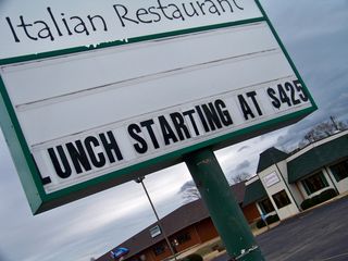 On January 2, I encountered this little gem at Sanzone's Italian Restaurant in Stuarts Draft. In this case, lunch was starting at $425 - ah, just kidding, make that $4.25. Always remember to properly punctuate, because for $425, that had better be the best Italian food I've ever seen...