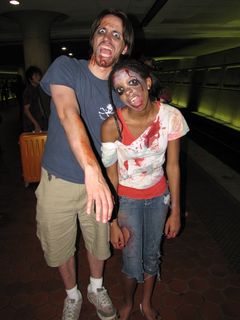 At Metro Center, we ran into two of the zombie walk participants, who were more than happy to pose for the camera, in character.