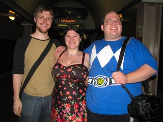 After leaving the show, at Monroe station, Mom got a shot of Chris, Sis, and me. We do look happy, don't we?