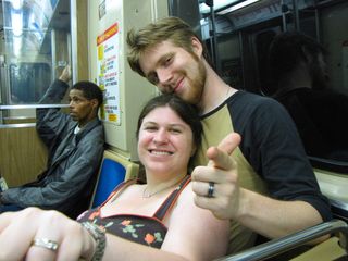 Then I got a photo of Sis and Chris on the train back to Jarvis station.