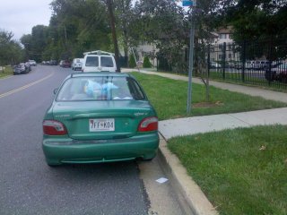 These kinds of folks really irritate me. The sidewalk leading to that car is for the Ride On bus stop in front of my house, which this genius just parked directly in front of, blocking normal access to the bus stop. Glad to know what the owner of the car with Maryland license number 7FF-K04 thinks about us bus riders.