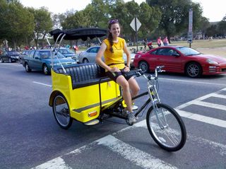 While out with Mom while she was up in DC for the weekend in late September, I was surprised to see Rachael, an intern at work at the time, driving a pedicab around the National Mall. At the time, I totally didn't recognize her outside of work...