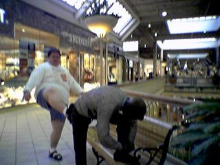 I take a moment to kick the little metal man tying his shoe in the butt at Valley View Mall.