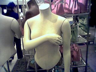 At Nordstrom, this mannequin nearly bares it all. Reminds me of Davinia Taylor in that issue of Front magazine that I was featured in.