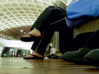 As the evening goes on, and train headways get longer, one can be waiting for the train for a while. In this case, on the evening of May 11, I was sitting on the floor at Pentagon City, set the camera to long-exposure, set it on the floor, and took a photo. This is what I got. Not too shabby, getting a look at the different shoes on the platform.