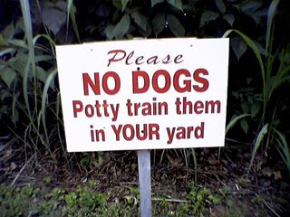 "Please NO DOGS. Potty train them in YOUR yard."