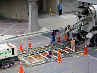 While the work at Vienna was going on, there was also a project going on in the street at Rosslyn, as a new access was being built in the middle of the street.