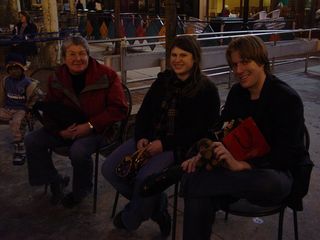 Mom, Sis, and Chris smile for the camera at Pentagon Row.