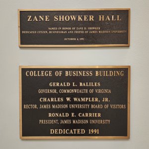 Dedication plaques just off of the main lobby.