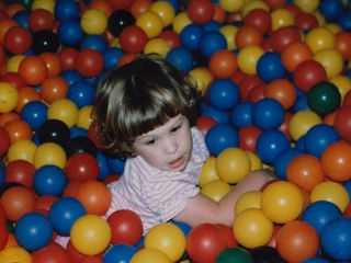 While my buddies and I were having fun all over the place, Sis played around in the ball pit.