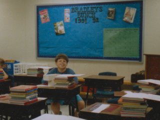 Sitting at my desk in Mrs. Bradley’s classroom.