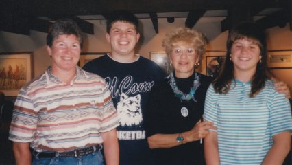 One thing that all of us would often do was to visit the P. Buckley Moss barn in Waynesboro when there were signings going on. Here, Mom, Sis, and I pose with the artist after getting a print signed.