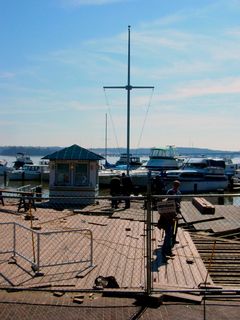 When I first got over to the waterfront, my first reaction was "Oh, no!" I had not expected for the waterfront docks to be under renovation on the shoot date (March 8, 2003), and I was afraid that all I would be able to see would be renovation...