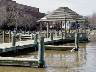 One nice feature is the presence of wooden gazebos along some of the docks, allowing one an opportunity to stop and ponder...