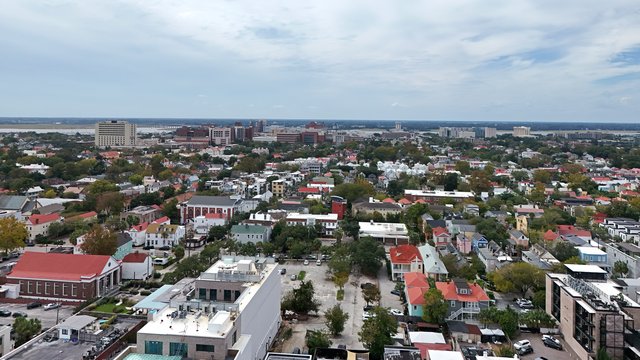 Overview of downtown Charleston from Reid and King Streets.