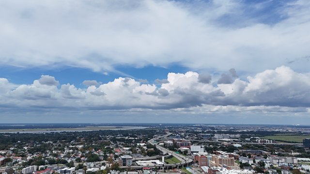 Clouds over downtown Charleston.