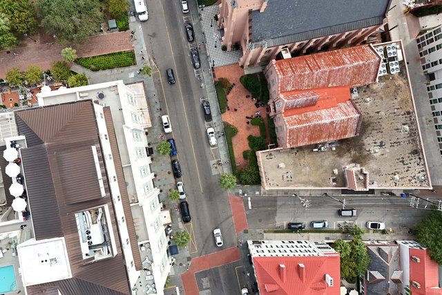 Tobacco Street (top) and Vanderhorst Street (bottom) at their respective intersections with King Street.