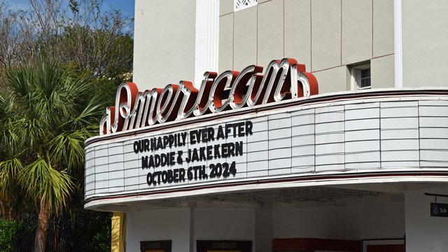 Marquee for the American Theater, a performing arts venue along King Street.