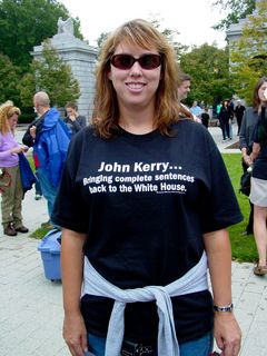 A number of participants wore shirts stating various views on the Bush administration.