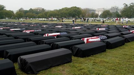 It was quite a profound sight, seeing this many coffins, each representing a soldier killed in Iraq.